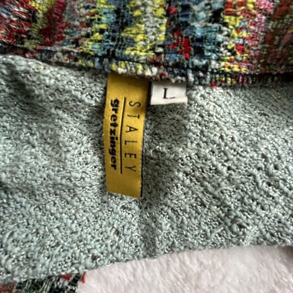 Staley Gretzinger Womens Patchwork Art to Wear Cardigan Sweater Large Knit Cozy - Picture 1 of 5